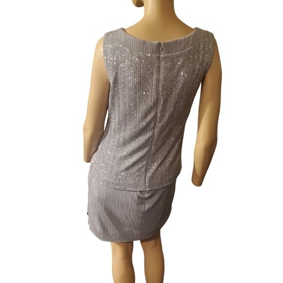 Alex Evenings 2 Piece Gray and Silver Mother of the Bride Dress Formal w Jacket - Picture 5 of 7